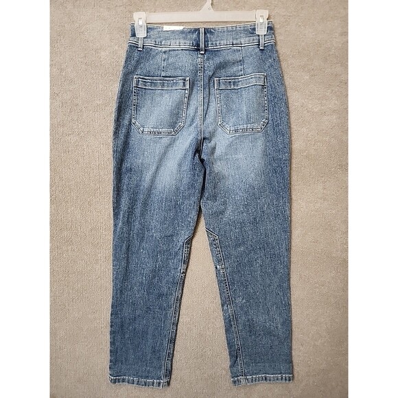 Sonoma Utility Jeans Womens 6 Blue Medium Wash Patch Pockets Stretch NEW - Picture 6 of 10